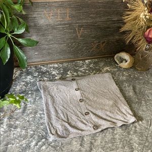 American eagle gray heathered button down crop top